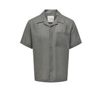 ONLY & SONS Relaxed Fit Freizeithemd aus Leinen-Viskose-Mix Modell 'LAURENCE' in Mittelgrau, Größe XL