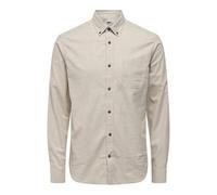 Langarmhemd ONLY & SONS "ONSROAD LIFE REG MELANGE LS SHIRT NOOS", Herren, Gr. L, N-Gr, beige (silber lining), Web, Obermaterial: 100% Baumwolle, unifarben, regular fit, Hemden (27775039-L) silber lini