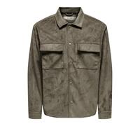 Only & Sons Regular Fit Jacke in Velourslederoptik mit Brustpattentaschen Modell 'RAVI' in Khaki, Größe M