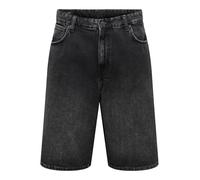 Shorts ONLY & SONS "ONSCARL BALL WB 2957 TAI", Damen, Gr. M, N-Gr, washed schwarz, Denim/Jeans, Obermaterial: 100% Baumwolle, Abriebeffekte, relaxed fit kniebedeckend, Hosen Shorts (35355064-M) washed