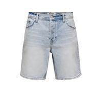 Jeansshorts ONLY & SONS "ONSEDGE PER LBB 9382 DOT DNM SHORTS NOOS", Herren, Gr. L, N-Gr, blau (light blau denim), Denim/Jeans, Obermaterial: 99% Baumwolle, 1% Elasthan, Abriebeffekte, straight fit kni