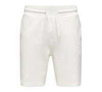 Shorts ONLY & SONS "ONSKIAN LIFE REG SEERSUCKER SHORTS NOOS", Herren, Gr. L, N-Gr, weiß (cloud dancer), Web, Obermaterial: 97% Baumwolle, 3% Elasthan, unifarben, regular fit, Hosen Shorts (30231305-L)
