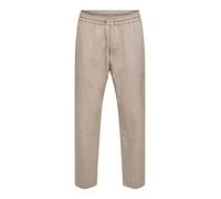 Stoffhose ONLY & SONS "ONSLINUS CROP 0007 COT LIN PNT NOOS", Herren, Gr. XL, N-Gr, coriander detail:two tone (weiß), Web, Obermaterial: 75% Baumwolle, 25% Leinen, unifarben, slim fit knöchellang, Hose