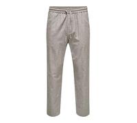 ONLY & SONS Tapered Leinenhose aus Baumwoll-Leinen-Mix Modell 'LINUS' in Taupe Melange, Größe XS