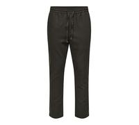 Only & Sons Tapered Leinenhose aus Baumwoll-Leinen-Mix Modell 'LINUS' in Dunkelbraun, Größe L