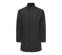 Kurzmantel ONLY & SONS "ONSCHARLES WOOL COAT OTW", Herren, Gr. XL, schwarz, Web, Obermaterial: 50% Wolle, 40% Polyester, 5% Polyacryl, 5% Viskose, unifarben, regular fit ca. Mitte Oberschenkel, mit Kn