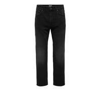 Regular-fit-Jeans ONLY & SONS "ONSWEFT REG. BOX AZG DNM MU OTL", Herren, Gr. 28, Länge 32, washed schwarz, Denim/Jeans, Obermaterial: 98% Baumwolle, 2% Elasthan, Abriebeffekte, regular fit knöchellang