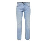 Regular-fit-Jeans ONLY & SONS "ONSWEFT REG. BOX AZG DNM MU OTL", Herren, Gr. 29, Länge 32, light blau denim, Denim/Jeans, Obermaterial: 99% Baumwolle, 1% Elasthan, Abriebeffekte, regular fit knöchella