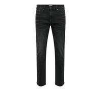 Regular-fit-Jeans ONLY & SONS "ONSWEFT REG. BOX AZG DNM MU OTL", Herren, Gr. 30, Länge 32, washed schwarz, Denim/Jeans, Obermaterial: 98% Baumwolle, 2% Elasthan, Abriebeffekte, regular fit knöchellang