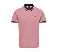 Poloshirt ONLY & SONS "ONSFLETCHER SLIM SS POLO NOOS", Herren, Gr. XXL, rot (racing rot detail:melange), Piqué, Obermaterial: 100% Baumwolle, unifarben mit Farbeinsatz, normal normal, Rundhals, Shirts