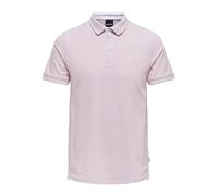 Poloshirt ONLY & SONS "ONSFLETCHER SLIM SS POLO NOOS", Herren, Gr. M, zephyr detail:melange, Piquu00e9, Obermaterial: 100% Baumwolle, unifarben mit Farbeinsatz, modisch, normal, Rundhals, Kurzarm, Shi