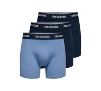 Trunk ONLY & SONS "ONSFITZ SOLID BLACK TRUNK 3PACK NOOS", Herren, Gr. L, 3 Stk., medium blau melange pack:mbm, night sky, Jersey, Obermaterial: 95% Baumwolle, 5% Elasthan, meliert, normal, Unterhosen