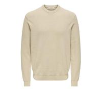 Strickpullover ONLY & SONS "ONSDAVE REG LS CREW NECK KNIT NOOS", Damen, Gr. M, silber lining detail:cloud dancer, Strick, Obermaterial: 100% Baumwolle, unifarben, regular fit normal, Rundhals, Bündche