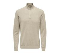 Troyer ONLY & SONS "ONSLOUI REG 12 MEL HALF ZIP KNIT NOOS", Herren, Gr. L, beige (oatmeal detail:melange), Strick, Obermaterial: 60% Baumwolle, 20% Nylon, 20% Viskose, meliert, modisch, regular fit, L