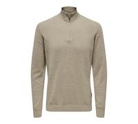 Troyer ONLY & SONS "ONSLOUI REG 12 MEL HALF ZIP KNIT NOOS", Herren, Gr. XXL, desert taupe detail:melange, Strick, Obermaterial: 60% Baumwolle, 20% Nylon, 20% Viskose, meliert, modisch, regular fit, La