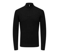 ONLY&SONS - ONSLOUI REG 12 CABEL HALF ZIP KNIT NOOS black - Gr. - XL