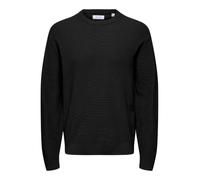 ONLY & SONS Herren ONSTONY DS 12 LS Waffle Crew Knit Strickpullover, Black, Large