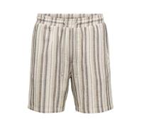 Shorts ONLY & SONS "ONSTREV LIFE REG STRU STRIPE SHORTS NOOS", Herren, Gr. L, N-Gr, beige (gardenia stripes:coffee bean, teak, irish cream), Web, Obermaterial: 55% Baumwolle, 45% Polyester, gestreift,