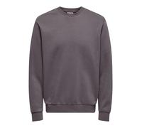 Sweatshirt ONLY & SONS "ONSCERES CREW NECK NOOS", Herren, Gr. S, rabbit, angeraute Sweatware, Obermaterial: 57% Baumwolle, 43% Polyester, unifarben, regular fit normal, Rundhals, Rippbündchen, Sweatsh