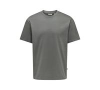Rundhalsshirt ONLY & SONS "ONSFRED RLX SS TEE", Herren, Gr. XXL, grau (castor gray), Single Jersey, Obermaterial: 100% Baumwolle, unifarben, relaxed fit normal, Rundhals, Shirts Rundhalsshirt, Baumwol