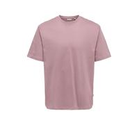 Rundhalsshirt ONLY & SONS "ONSFRED RLX SS TEE", Herren, Gr. L, twilight mauve, Single Jersey, Obermaterial: 100% Baumwolle, unifarben, relaxed fit normal, Rundhals, Shirts Rundhalsshirt, Baumwolle, re