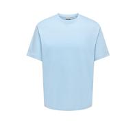 Rundhalsshirt ONLY & SONS "ONSFRED RLX SS TEE", Herren, Gr. S, cerulean, Single Jersey, Obermaterial: 100% Baumwolle, unifarben, relaxed fit normal, Rundhals, Shirts Rundhalsshirt, Baumwolle, relaxed