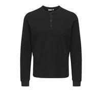 ONLY & SONS Herren Onstobie Reg Ls Henley Tee Noos, Black, XL