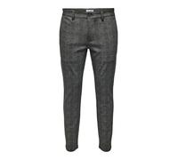 Only & Sons O&S Stoffhose Chino Elegante Business Pants Karierte Stretch Trousers Slim Fit Tapered Leg ONSMARK, Farben:Schwarz-2, Größe Hosen:32W / 36L, Beinlänge:L36
