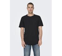 Herren O&S Rundhals T-Shirt Langes Einfarbiges Kurzarm Shirt Basic Shortsleeve aus Baumwolle ONSBENNE