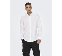 ONLY & SONS - ONSCAIDEN LIFE LS SOLID LINEN BLEND NOOS White - Gr. - XXL