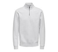 Sweatshirt ONLY & SONS "ONSCERES HALF ZIP SWEAT", Herren, Gr. L, super light grau melange, angeraute Sweatware, Obermaterial: 65% Baumwolle, 35% Polyester, meliert, unifarben, regular fit normal, hoch
