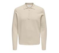 Polokragenpullover ONLY & SONS "ONSCOOPER REG LS 12 HALF ZIP POLO" Gr. S, beige (silber lining) Herren Pullover (76810263-S) silber lining