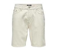 Shorts ONLY & SONS "ONSEDGE ECRU 2044 PIM DNM SHORTS", Herren, Gr. XXL, N-Gr, beige (ecru), Web, Obermaterial: 100% Baumwolle, unifarben, straight fit knielang, Hosen Shorts (56427844-XXL) ecru