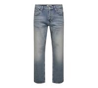 Only & Sons Straight Fit Jeans aus Baumwoll-Mix Modell 'EDGE PERFORMACE' in Hellblau, Größe 33/32