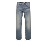 Only & Sons Straight Fit Jeans aus Baumwoll-Mix Modell 'EDGE PERFORMACE' in Hellblau, Größe 33/34