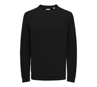 Strickpullover ONLY & SONS "ONSETHAN LIFE REG 7 CREW KNIT", Herren, Gr. XS, schwarz, Strick, Obermaterial: 100% Polyester, unifarben, Basic, regular fit normal, Rundhals, Langarm Rippbündchen, Pullove