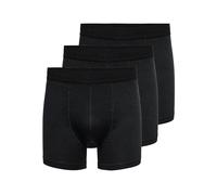 Boxershorts ONLY & SONS "ONSFITZ BAMBOO BOXER LOGO 3-PACK NOOS", Herren, Gr. M, 3 Stk., schwarz, Jersey, Obermaterial: 65% Viskose, 30% Baumwolle, 5% Elasthan, bequem, Unterhosen (99875446-M) schwarz