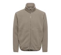Fleecejacke ONLY & SONS "ONSJASON PRTC FLEECE JACKET OTW NOOS", Herren, Gr. XL, walnut, Fleece, Obermaterial: 100% Polyester, unifarben, regular fit normal, ohne Ausschnitt, elastischer Bund, Jacken F