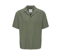 ONLY & SONS Regular Fit Freizeithemd aus Viskose-Leinen-Mix Modell 'LATHAM' in Oliv, Größe XL