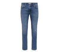 Slim-fit-Jeans ONLY & SONS "ONSLOOM SLIM JOG BOX PIM MU OTL", Herren, Gr. 28, Länge 30, blau (medium blau denim), Denim/Jeans, Obermaterial: 70% Baumwolle, 28% Polyester, 2% Elasthan, unifarben, slim 