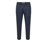 Chinohose ONLY & SONS "ONSMARK SLIM BRUSHED PIQUE 0353 PANTS", Herren, Gr. 30, Länge 34, blau (blau nights), Web, Obermaterial: 64% Polyester, 33% Viskose, 3% Elasthan, unifarben, slim fit lang, Hosen