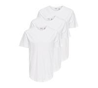 ONLY & SONS Herren ONSMATT LONGY SS Tee T-Shirt, White/Detail:White 3-Pack, XL