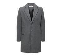 Langmantel ONLY & SONS "ONSMATTHEW WOOL COAT OTW NOOS", Herren, Gr. L, dunkelgrau melange, Web, Obermaterial: 60% Polyester, 40% Wolle, meliert, regular fit lang, gerader Abschluss, Mäntel, mit Wolle
