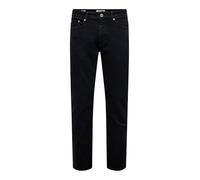 Regular-fit-Jeans ONLY & SONS "ONSWEFT REG 7900 EY BOX JEANS NOOS", Herren, Gr. 28, Länge 30, schwarz denim, Denim/Jeans, Obermaterial: 50% Baumwolle, 30% Polyester, 18% Viskose, 2% Elasthan, Abriebef
