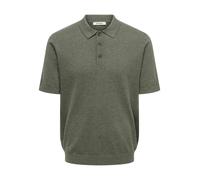 Polokragenpullover ONLY & SONS "ONSLOUI REG 12 SS MEL POLO KNIT NOOS", Herren, Gr. XL, castor gray detail:melange, Strick, Obermaterial: 60% Baumwolle, 20% Nylon, 20% Viskose, meliert, regular fit nor