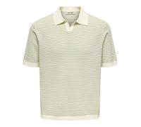 Only & Sons Poloshirt mit gerippten Abschlüssen Modell 'KIAN' in Offwhite Melange, Größe L