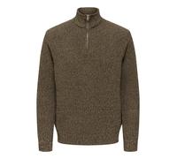 Only & Sons Regular Fit Troyer mit kurzem Reißverschluss Modell 'JOIN' in Mittelbraun, Größe L