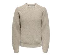Only & Sons Regular Fit Strickpullover aus Baumwoll-Mix mit Woll-Anteil Modell 'LITUS' in Beige, Größe M