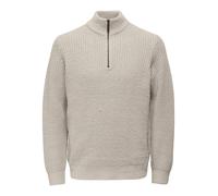 Troyer ONLY & SONS "ONSROLF REG HALF ZIP NECK KNIT - OTL", Herren, Gr. XXL, silber (silber lining), Strick, Obermaterial: 60% Polyacryl, 40% Baumwolle, unifarben, Modisch, regular fit, hoch geschlosse