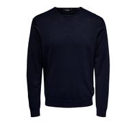 Rundhalspullover ONLY & SONS "WYLER LIFE CREW KNIT" Gr. S (46/48), blau (navy) Herren Pullover (16227847-S) navy